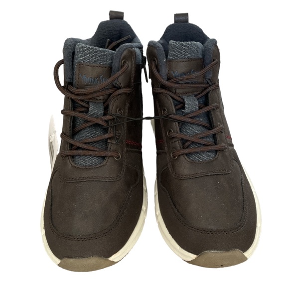 Young Spirit London athletic ankle boot with zipper, brown Leather denim Sz 6.5 - Picture 3 of 6